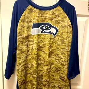 Nike Dri Fit T-shirt Women’s L Camo & Blue Seahawks Military Size XXL